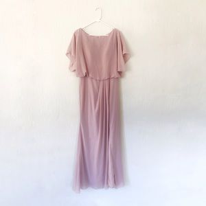 pink grecian maxi dress draped flowy formal gown